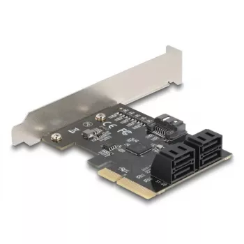 Vidinė SATA adapterio plokštė DELOCK 90890 – PCIe į 5× SATA (JMicron JMB585), Low Profile, juoda