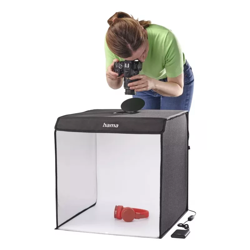 Mini foto studija HAMA sulankstoma dėžutė su LED žiedine šviesa 50×50 cm, modelis 00004664