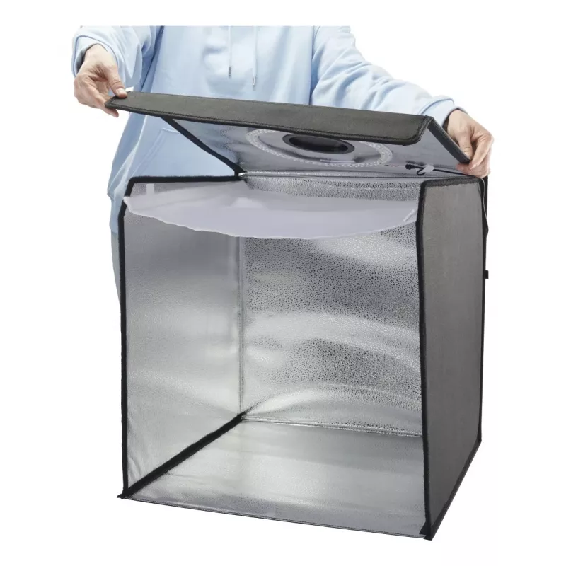 Mini foto studija HAMA sulankstoma dėžutė su LED žiedine šviesa 50×50 cm, modelis 00004664