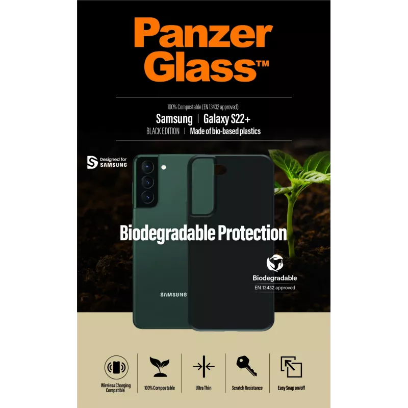 PanzerGlass Samsung Galaxy S22 Plus juodas biologiškai skaidrus dėklas