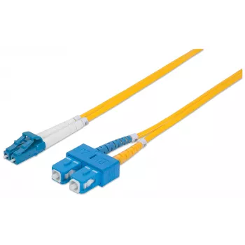 Intellinet Fiber Optic Patch Cable, OS2, LC/SC, 1m, Geltona, Duplex, Vienmodis, 9/125 µm, LSZH, Pluoštas, Viso gyvenimo garantija