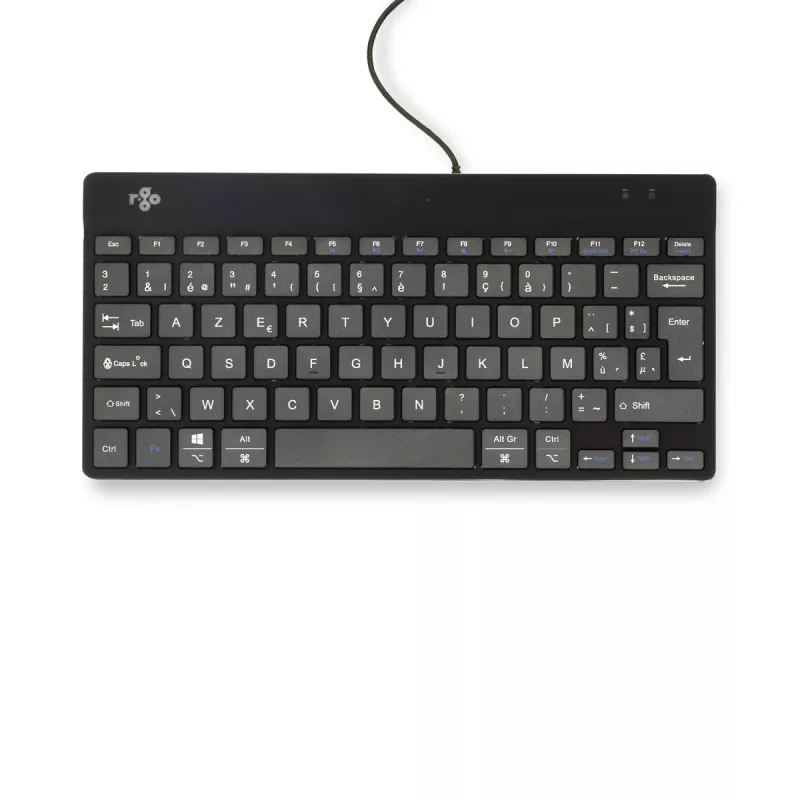 Ergonominė klaviatūra R-Go Compact Break, kompaktiška, su pertraukų programine įranga, AZERTY (BE), laidinė, juoda
