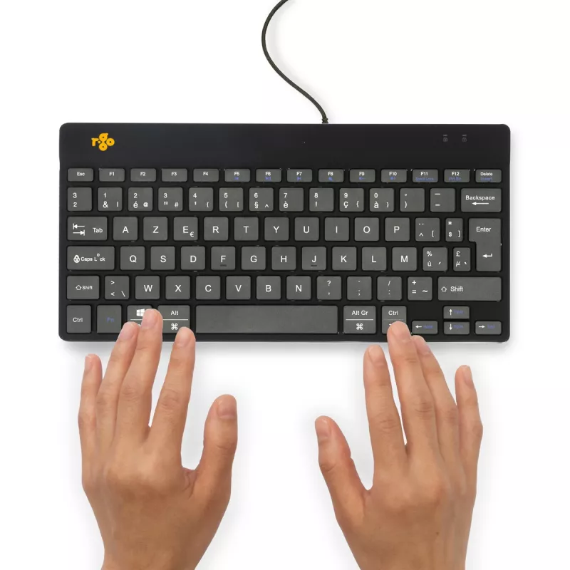 Ergonominė klaviatūra R-Go Compact Break, kompaktiška, su pertraukų programine įranga, AZERTY (BE), laidinė, juoda