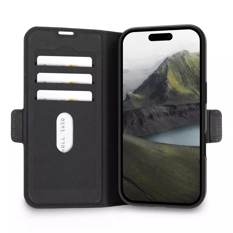 dbramante1928 Oslo Pro MS Flip dėklas iPhone 17 (6,7 colio) — juodas, 3 kortelių kišenės