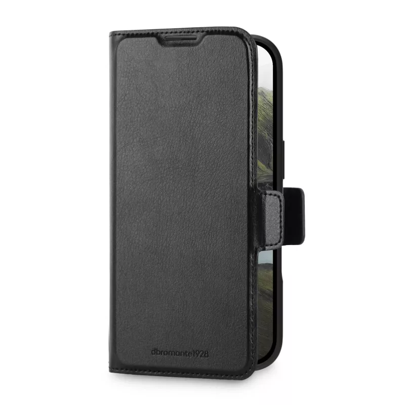dbramante1928 Oslo Pro MS Flip dėklas iPhone 17 (6,7 colio) — juodas, 3 kortelių kišenės