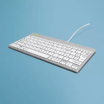 Ergonominė klaviatūra R-Go Tools Compact Break, kompaktiška, su pertraukų programine įranga, AZERTY (FR), laidinė, balta