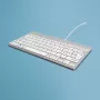 Ergonominė klaviatūra R-Go Tools Compact Break, kompaktiška, su pertraukų programine įranga, AZERTY (FR), laidinė, balta