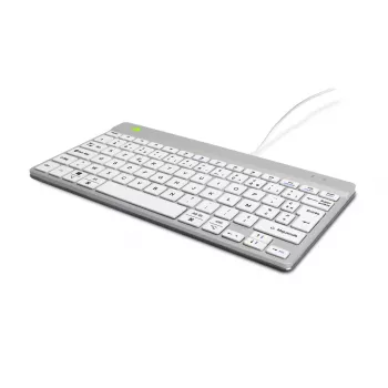 Ergonominė klaviatūra R-Go Tools Compact Break, kompaktiška, su pertraukų programine įranga, AZERTY (FR), laidinė, balta
