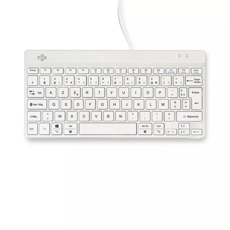 Ergonominė klaviatūra R-Go Tools Compact Break, kompaktiška, su pertraukų programine įranga, AZERTY (FR), laidinė, balta