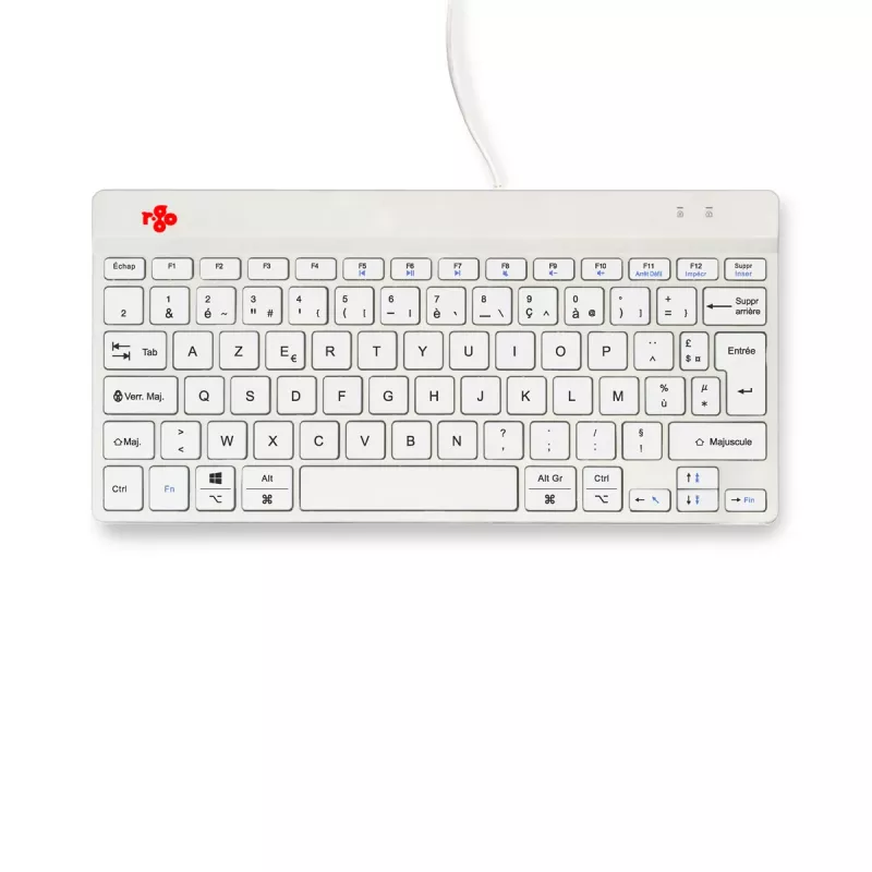 Ergonominė klaviatūra R-Go Tools Compact Break, kompaktiška, su pertraukų programine įranga, AZERTY (FR), laidinė, balta