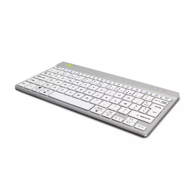 Ergonominė klaviatūra R-Go Compact Break, kompaktiška, su pertraukų programine įranga, AZERTY (FR), Bluetooth, balta
