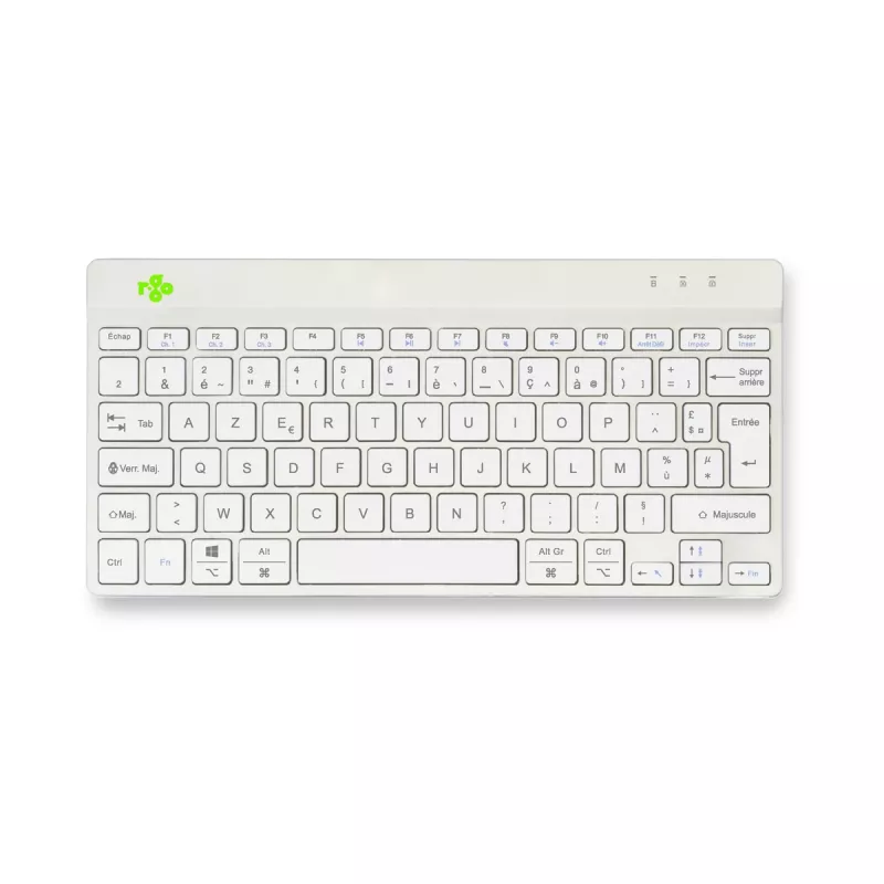 Ergonominė klaviatūra R-Go Compact Break, kompaktiška, su pertraukų programine įranga, AZERTY (FR), Bluetooth, balta