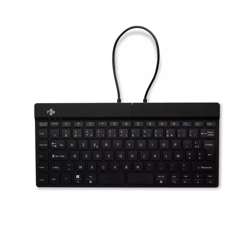 Ergonomiška klaviatūra R-Go Split Break su pertraukų programine įranga, ergonomiška split klaviatūra, AZERTY (FR), Bluetooth, juoda