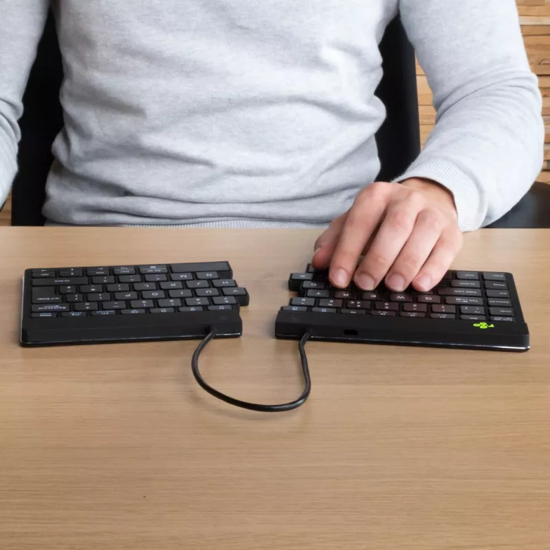 Ergonomiška klaviatūra R-Go Split Break su pertraukų programine įranga, ergonomiška split klaviatūra, AZERTY (FR), Bluetooth, juoda
