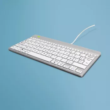 R-Go Tools ergonominė klaviatūra R-Go Compact Break, kompaktiška klaviatūra su pertraukų programine įranga, AZERTY (BE), laidinė, balta