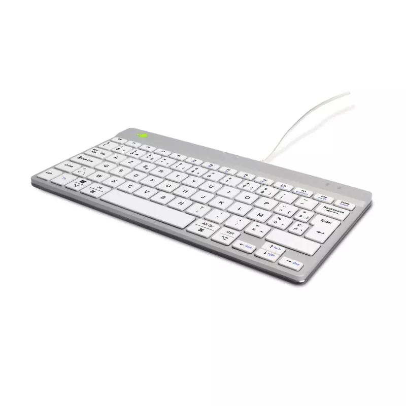 R-Go Tools ergonominė klaviatūra R-Go Compact Break, kompaktiška klaviatūra su pertraukų programine įranga, AZERTY (BE), laidinė, balta