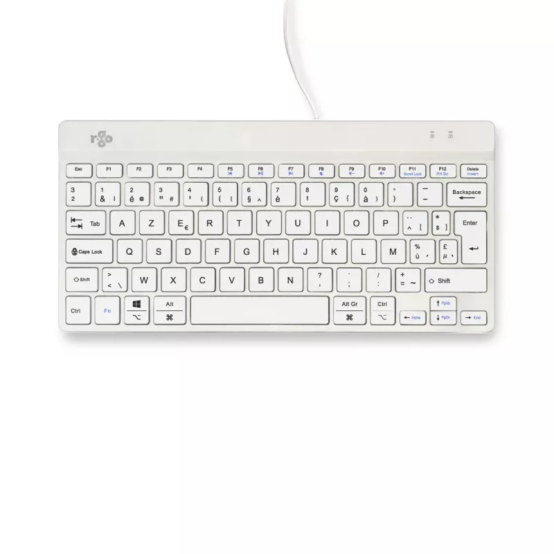 R-Go Tools ergonominė klaviatūra R-Go Compact Break, kompaktiška klaviatūra su pertraukų programine įranga, AZERTY (BE), laidinė, balta