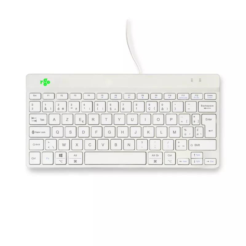 R-Go Tools ergonominė klaviatūra R-Go Compact Break, kompaktiška klaviatūra su pertraukų programine įranga, AZERTY (BE), laidinė, balta