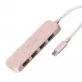 USB-C į 4 prievadų USB-A Gen 2 šakotuvas j5create — 10 Gbps, USB 3.2, rožinis, ABS perdirbtas plastikas, 100×27×19 mm