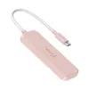 USB-C į 4 prievadų USB-A Gen 2 šakotuvas j5create — 10 Gbps, USB 3.2, rožinis, ABS perdirbtas plastikas, 100×27×19 mm