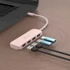 USB-C į 4 prievadų USB-A Gen 2 šakotuvas j5create — 10 Gbps, USB 3.2, rožinis, ABS perdirbtas plastikas, 100×27×19 mm