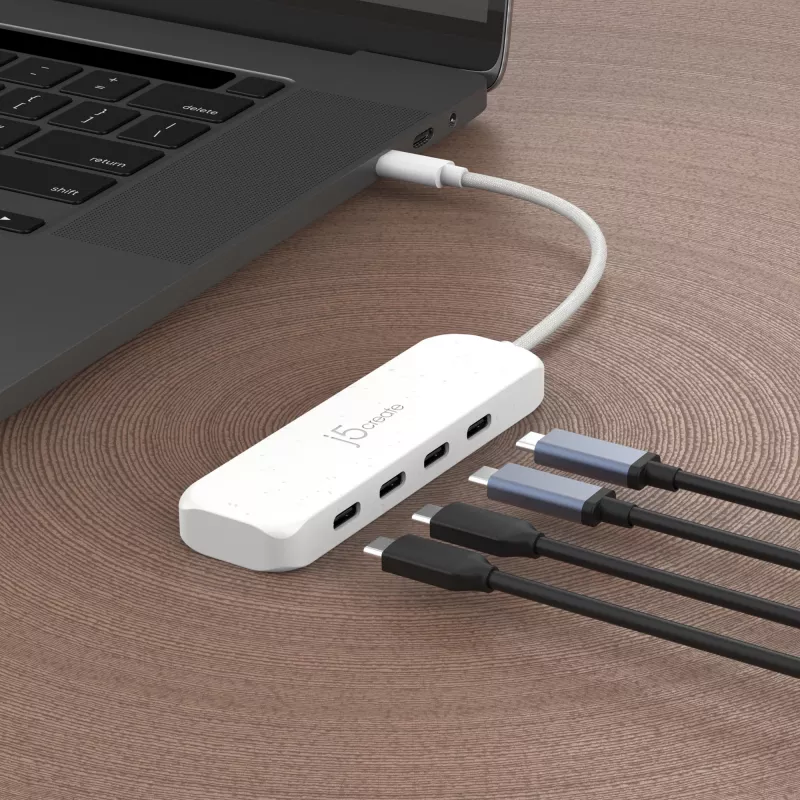 j5create Eco-Friendly USB-C į 4 prievadų Type-C Gen 2 šakotuvas