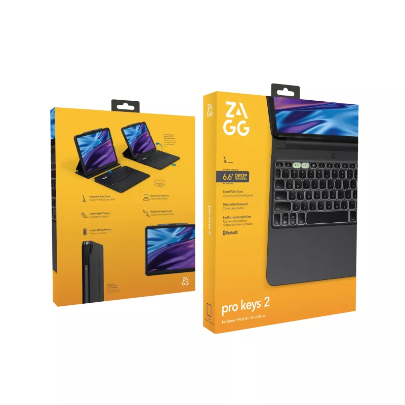 ZAGG Pro Keys 2 QWERTZ vokiškas juodas Bluetooth klaviatūra ir dėklas iPad