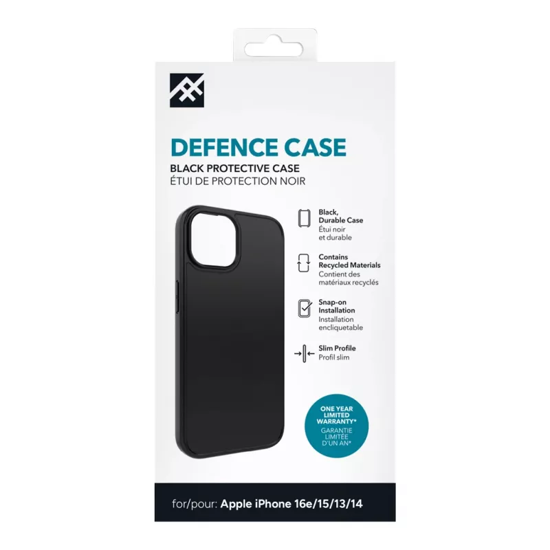 IFROGZ Defence Case iPhone 17e/16e/15/14/13 Juodas, Dangtelis, Apple, iPhone 17e/16e/15/14/13, 15.5 cm (6.1 colio), Juoda
