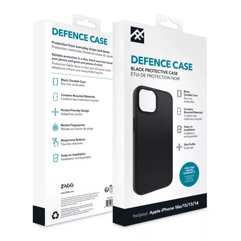 IFROGZ Defence Case iPhone 17e/16e/15/14/13 Juodas, Dangtelis, Apple, iPhone 17e/16e/15/14/13, 15.5 cm (6.1 colio), Juoda