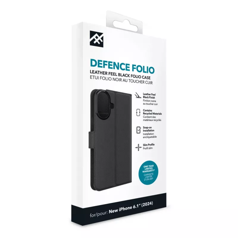 IFROGZ IF Defence Case Folio Apple iPhone 16 Black INTL