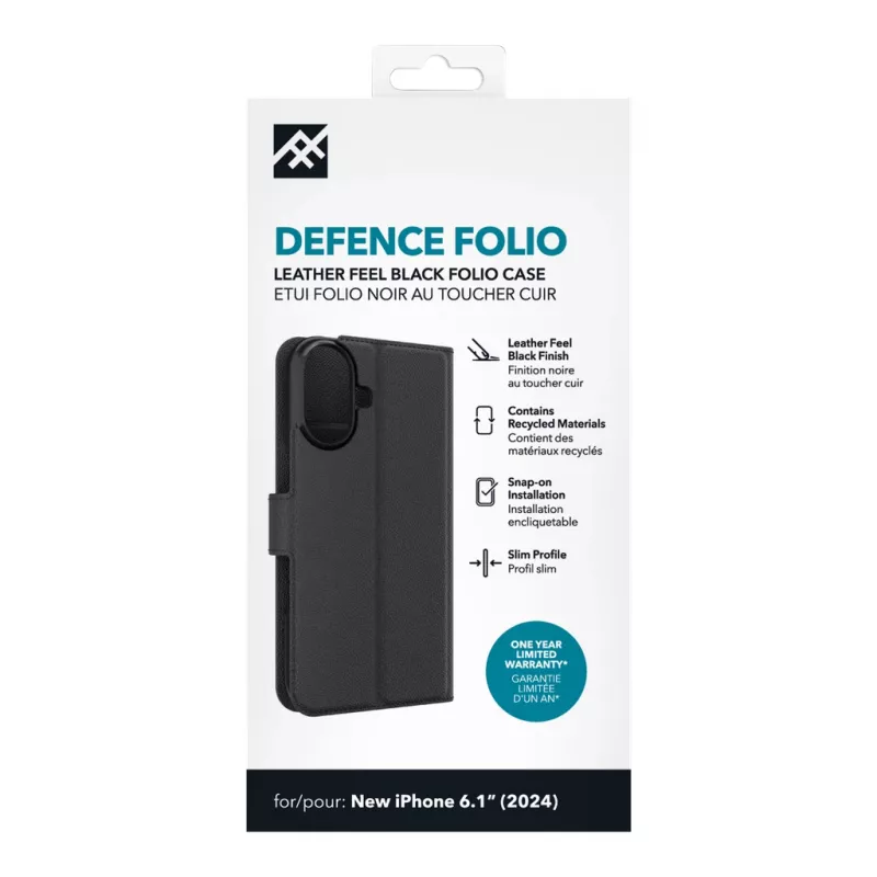 IFROGZ IF Defence Case Folio Apple iPhone 16 Black INTL