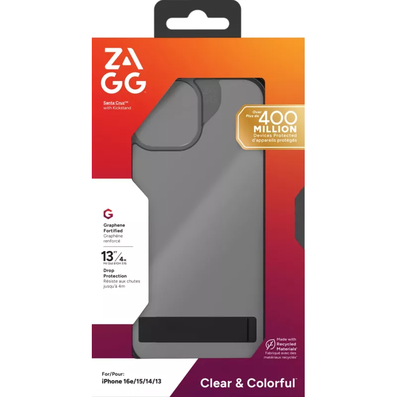ZAGG Santa Cruz Kickstand Case iPhone 17e/16e/15/14/13 Juoda