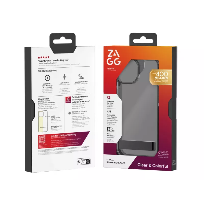 ZAGG Santa Cruz Kickstand Case iPhone 17e/16e/15/14/13 Juoda