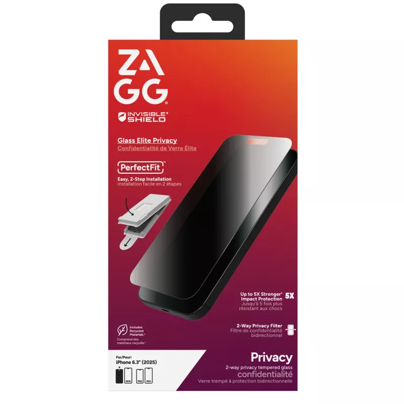 InvisibleShield Glass Elite Privacy ekrano apsauga, skirta Apple iPhone 17