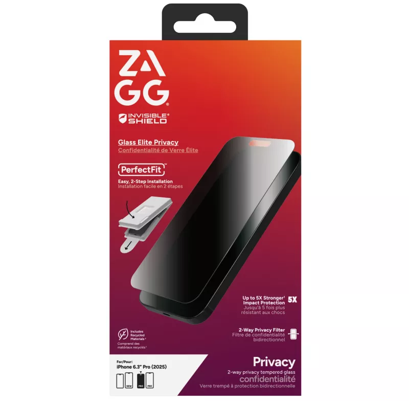 InvisibleShield Glass Elite Privacy Screen Protector, skirta Apple iPhone 17 Pro