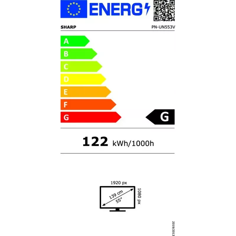 LCD vidinis ekranas Sharp PN-UN553V 55 colių Full HD (1920×1080), IPS, 500 cd/m², 3500:1, VESA