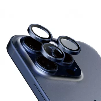 PanzerGlass Hoops apsauginis fotoaparatų lęšių stikliukas iPhone 15 Pro / 15 Pro Max mėlynas titanas