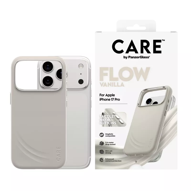 PanzerGlass CARE™ by ® Flow Case Vanilla su MagSafe, iPhone 17 Pro
