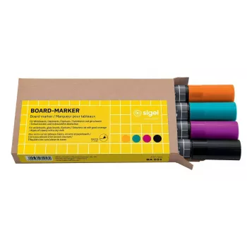 Markeris Sigel BA011 4 vnt. Juoda, Magenta, Oranžinė, Turkio