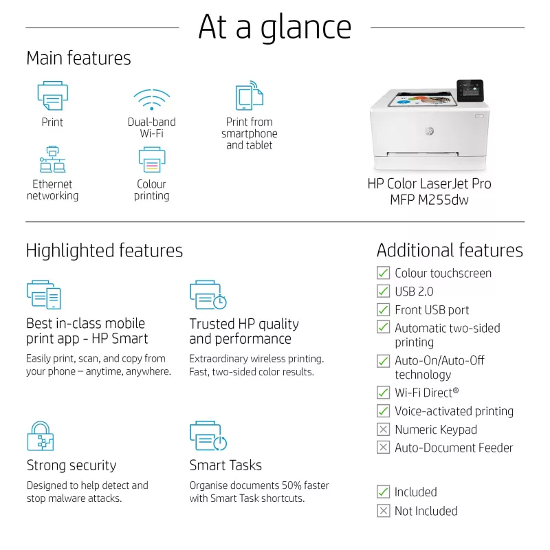 Spausdintuvas HP Color LaserJet Pro M255dw spalvotas lazerinis