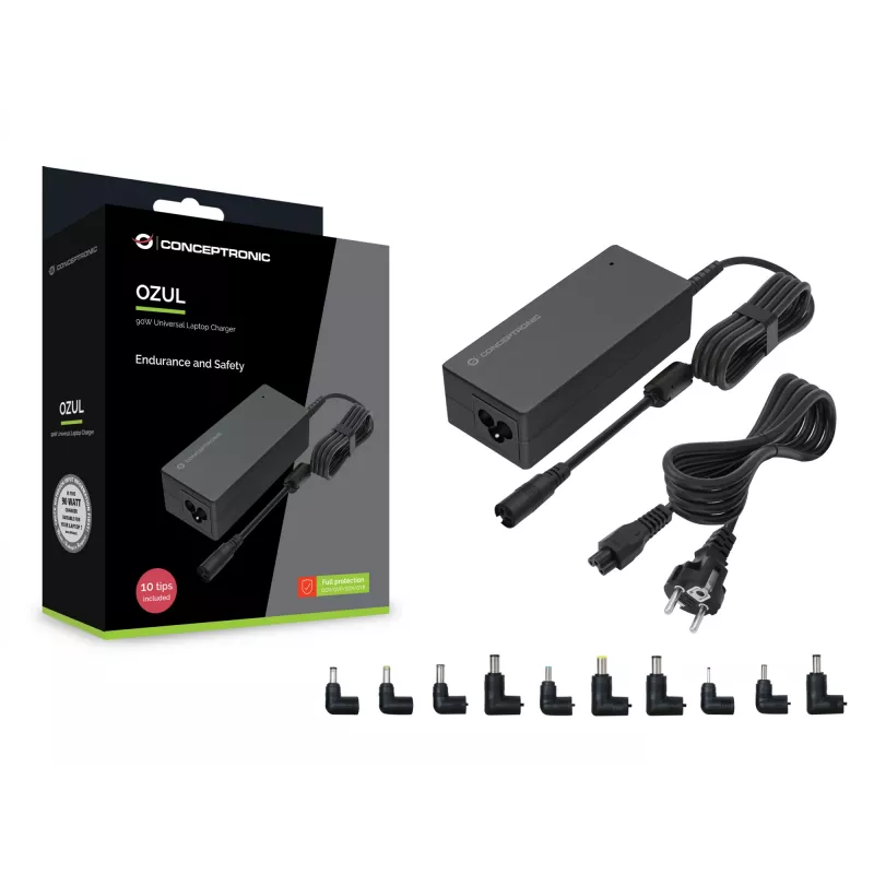 Conceptronic OZUL08B10 90W universalus nešiojamojo kompiuterio maitinimo adapteris su 10 antgalių