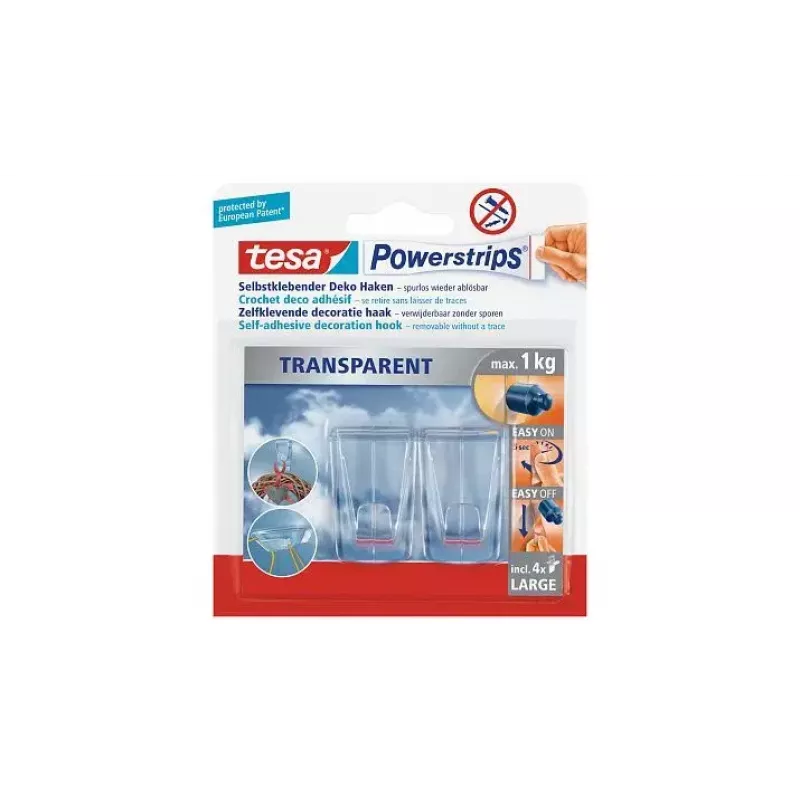 Universalus kabliukas Tesa Powerstrips Transparent DECO 58813-00000-00