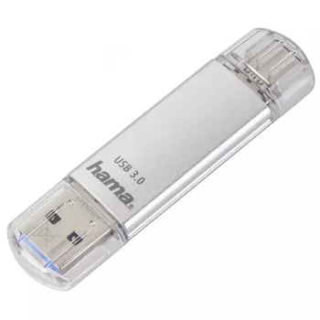 Hama C-Laeta USB atmintinė 256 GB USB Type-A / USB Type-C 3.2 Gen 1 (3.1 Gen 1) Sidabrinė