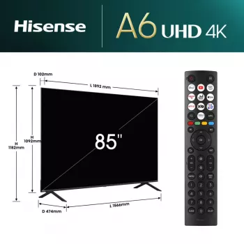 Hisense 85A6N ČR 4K UHD televizorius su Dolby Vision ir VIDAA