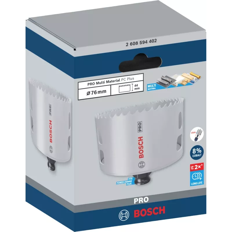 Pjūklelis skylėms Bosch PRO Multi Material PC Plus 44/76 mm Vienas grąžtas