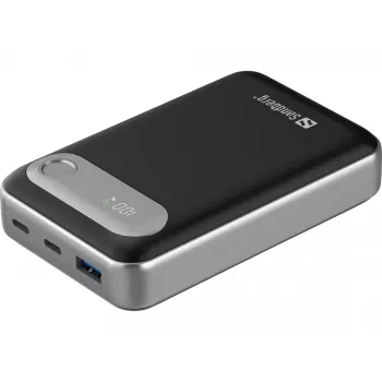 Sandberg Travel Powerbank 20000 PD35W, 20000 mAh, LiPo, 3.7 V, juoda, sidabrinė