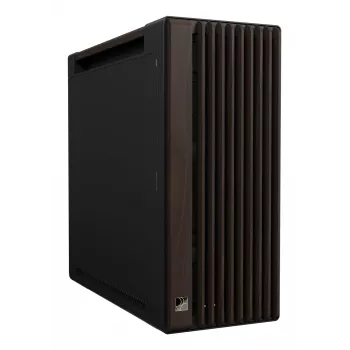 ASUS ProArt PA602 Wood Edition Midi Tower korpusas – juoda ir mediena, ATX/EATX, 2×200 mm priekyje, 1×140 mm gale