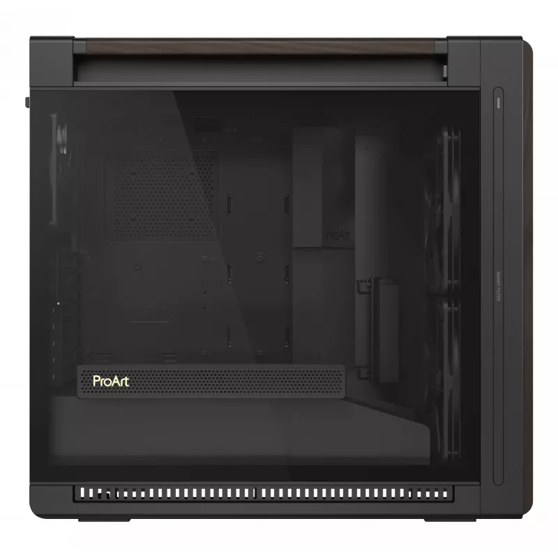 ASUS ProArt PA602 Wood Edition Modern Black - korpusas Midi Tower su grūdinto stiklo šoniniu dangčiu, juodas, medinis