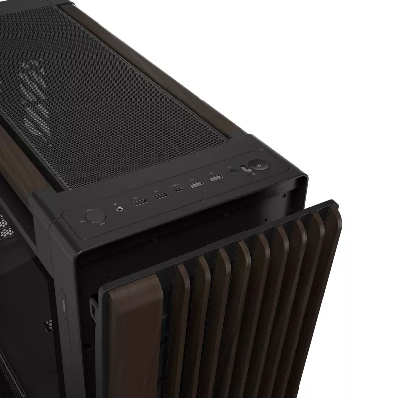 ASUS ProArt PA602 Wood Edition Modern Black - korpusas Midi Tower su grūdinto stiklo šoniniu dangčiu, juodas, medinis