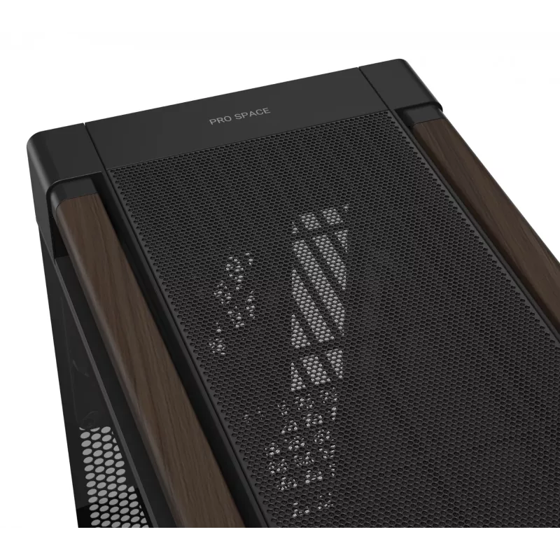 ASUS ProArt PA602 Wood Edition Modern Black - korpusas Midi Tower su grūdinto stiklo šoniniu dangčiu, juodas, medinis